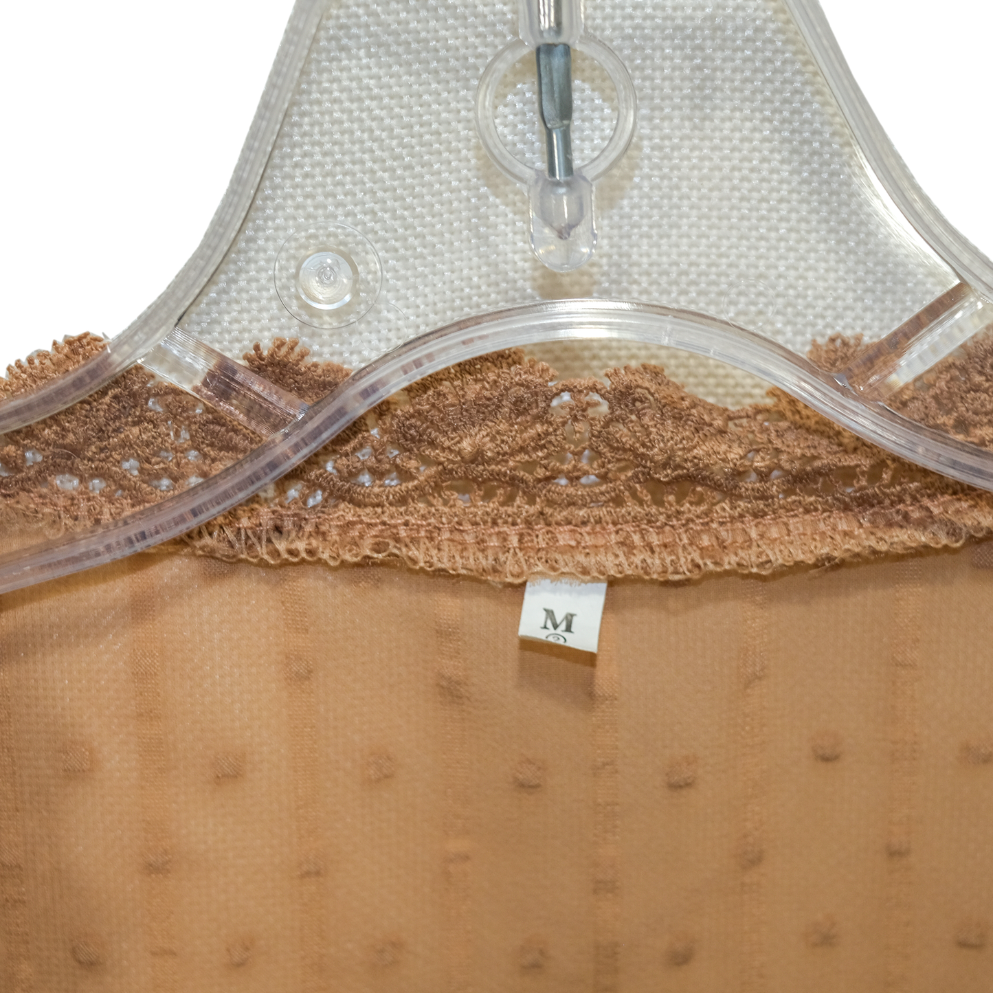 Beige Dot Blouse -Size MD- Unknown Designer - Thrift