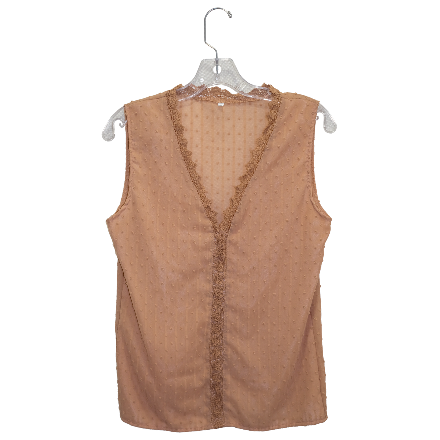Beige Dot Blouse -Size MD- Unknown Designer - Thrift