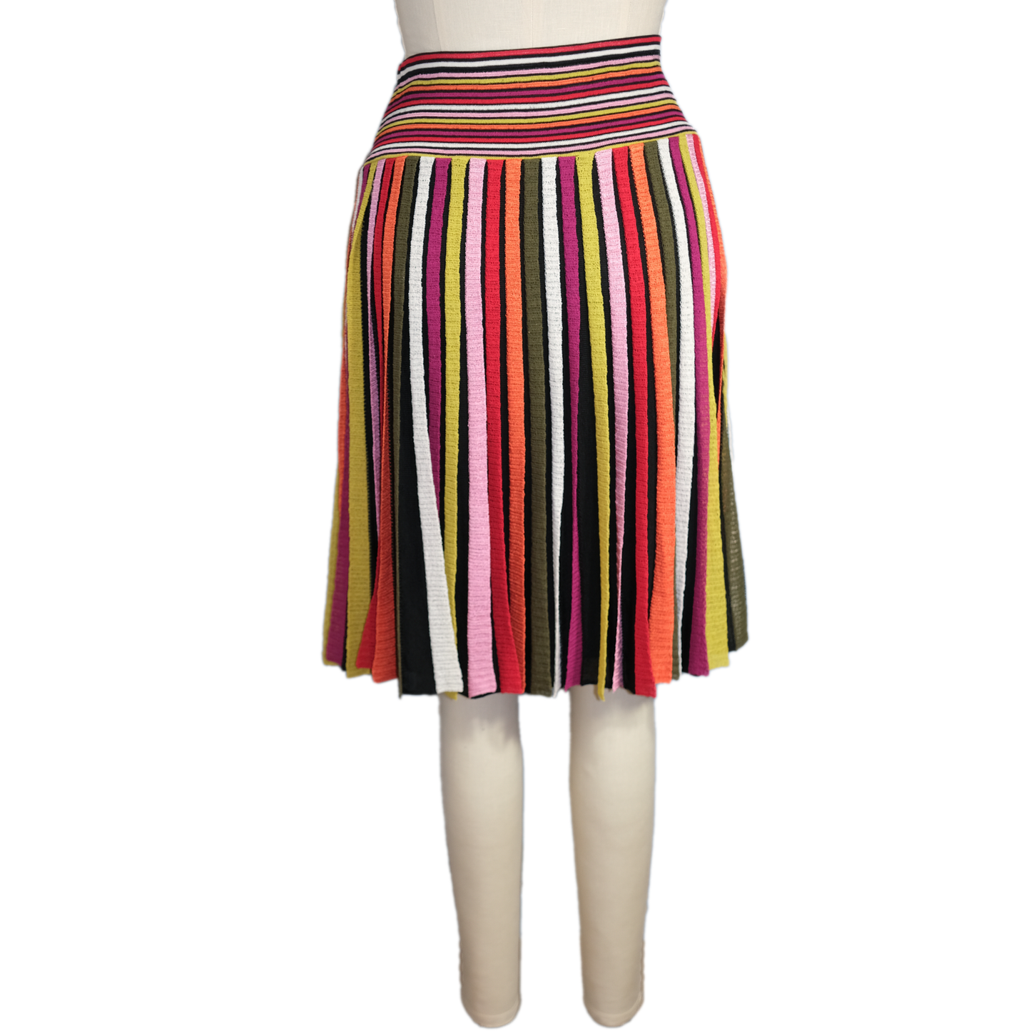 Pre-owned Rainbow Pleated Knit Skirt -Size LG- by Etcetera