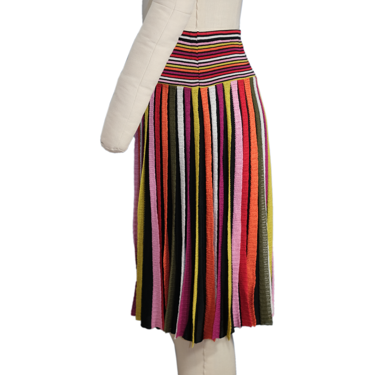 Pre-owned Rainbow Pleated Knit Skirt -Size LG- by Etcetera