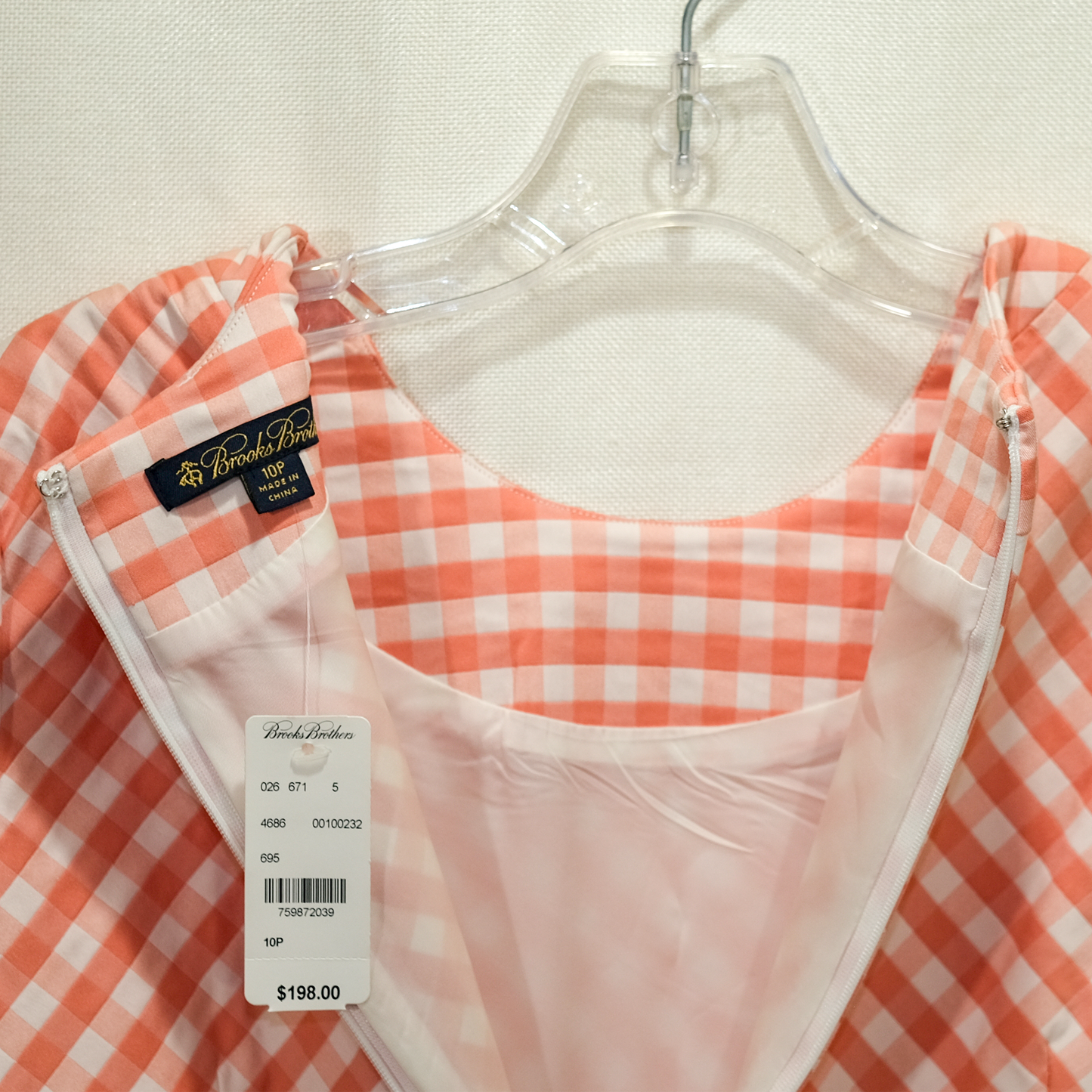 Pink Gingham Brooks Brothers Dress Size 10P - New with Tags