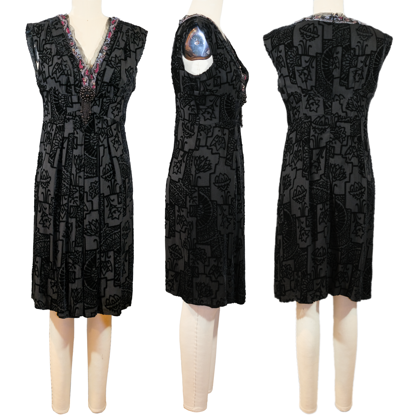 Nanette Lepore Beaded Velvet Burnout Dress - Size 8