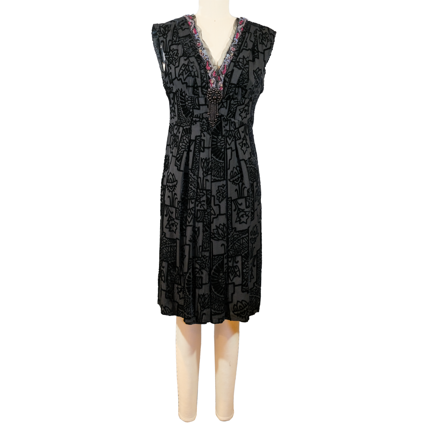 Nanette Lepore Beaded Velvet Burnout Dress - Size 8