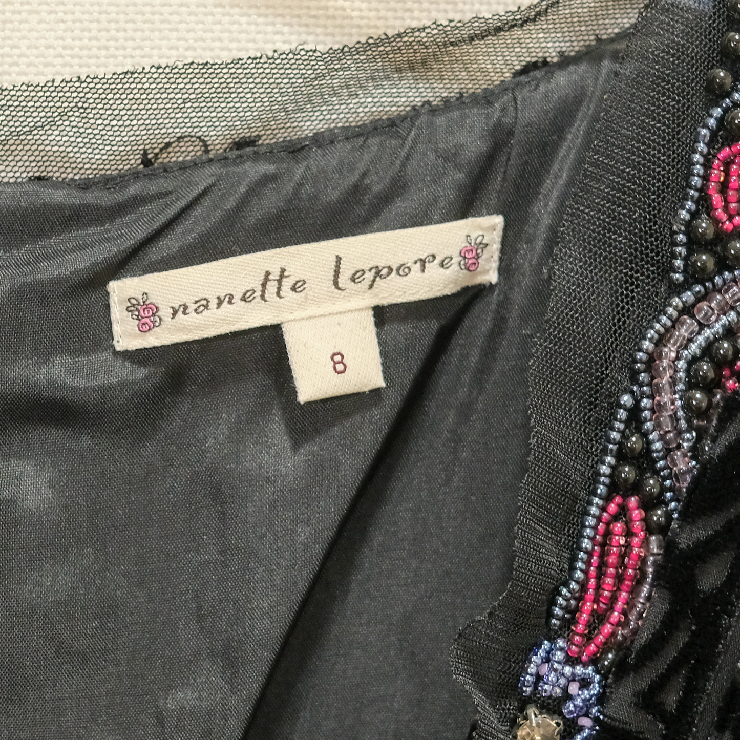 Nanette Lepore Beaded Velvet Burnout Dress - Size 8