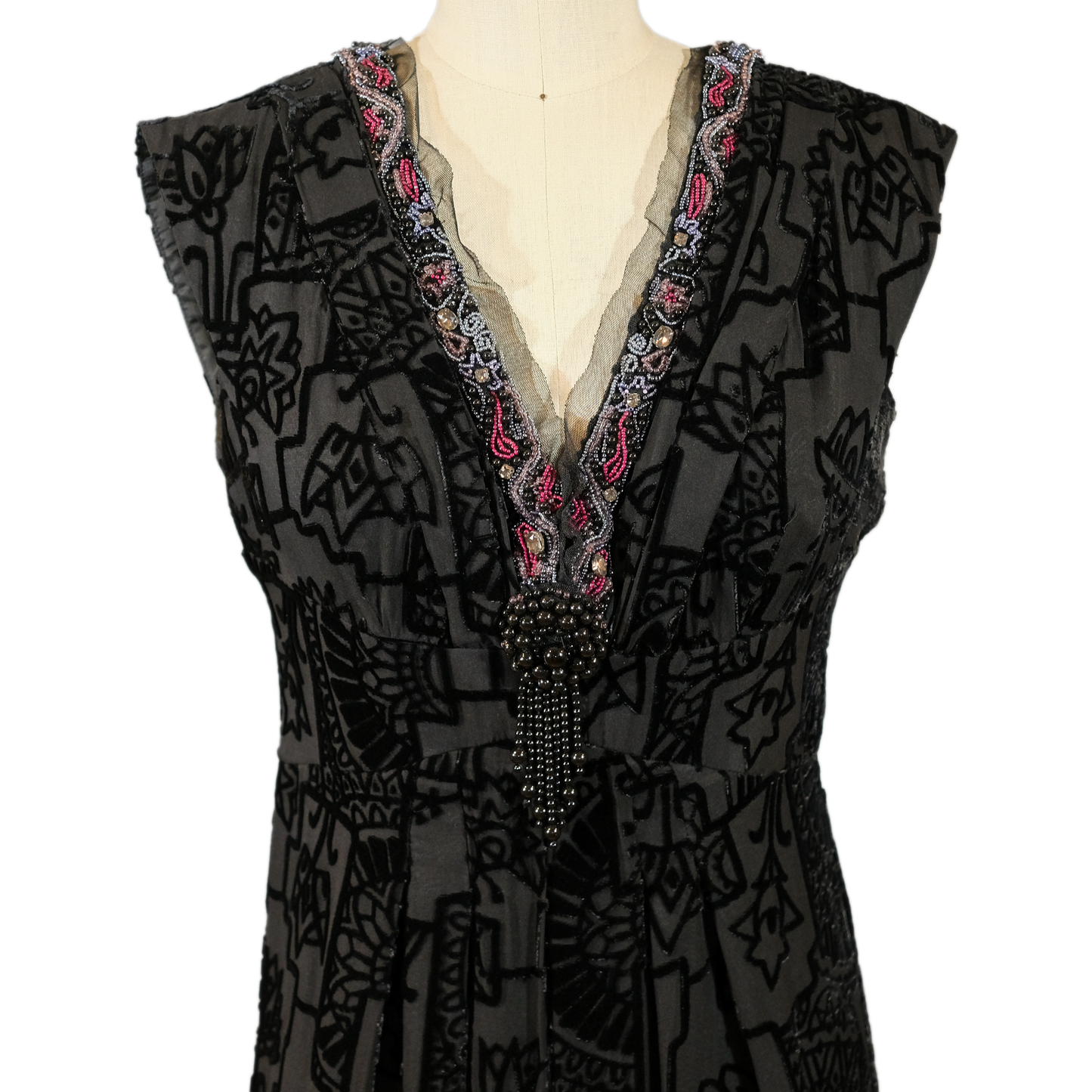 Nanette Lepore Beaded Velvet Burnout Dress - Size 8
