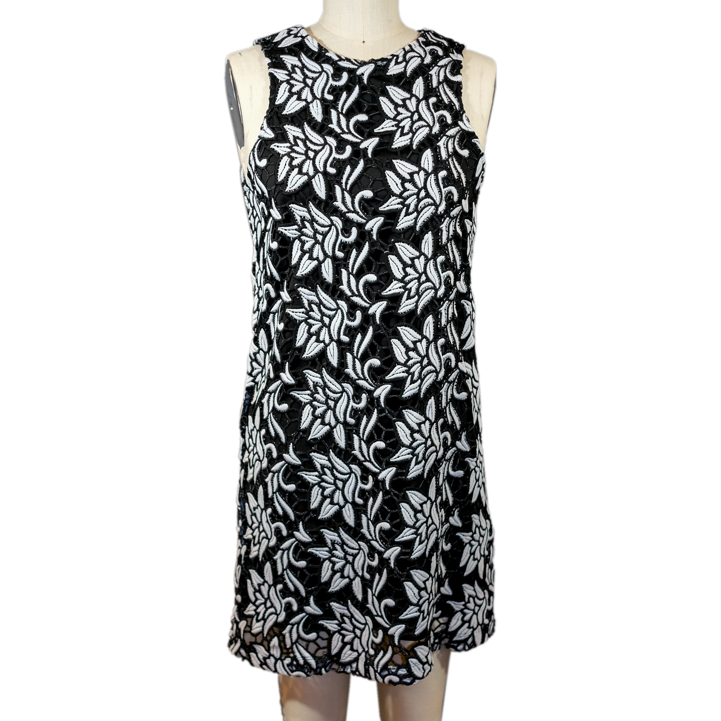 Pre-owned Sam Edelman Floral Crochet Lace Racer Back Shift Dress - Size XS