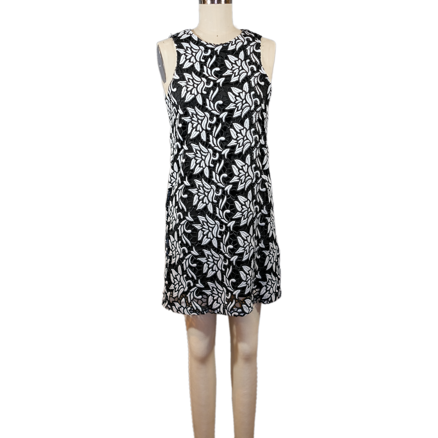 Pre-owned Sam Edelman Floral Crochet Lace Racer Back Shift Dress - Size XS
