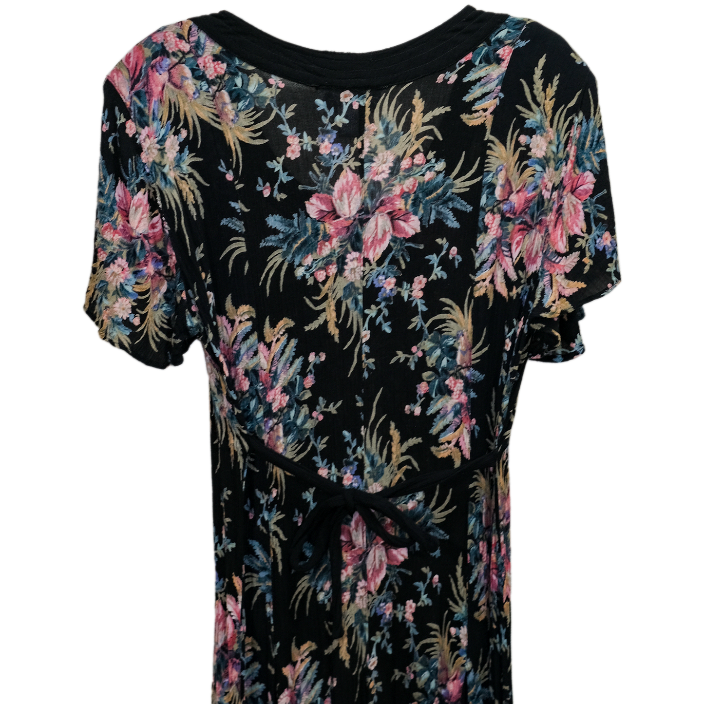Vintage Lola P. Black Antique Floral Maxi Dress - Size P (6)