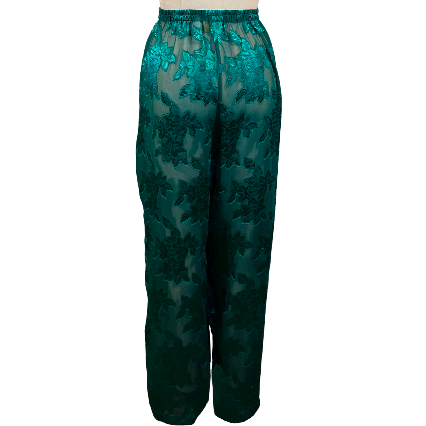 Vintage Victoria's Secret Sheer Green Satin Burnout Pants - Size XL