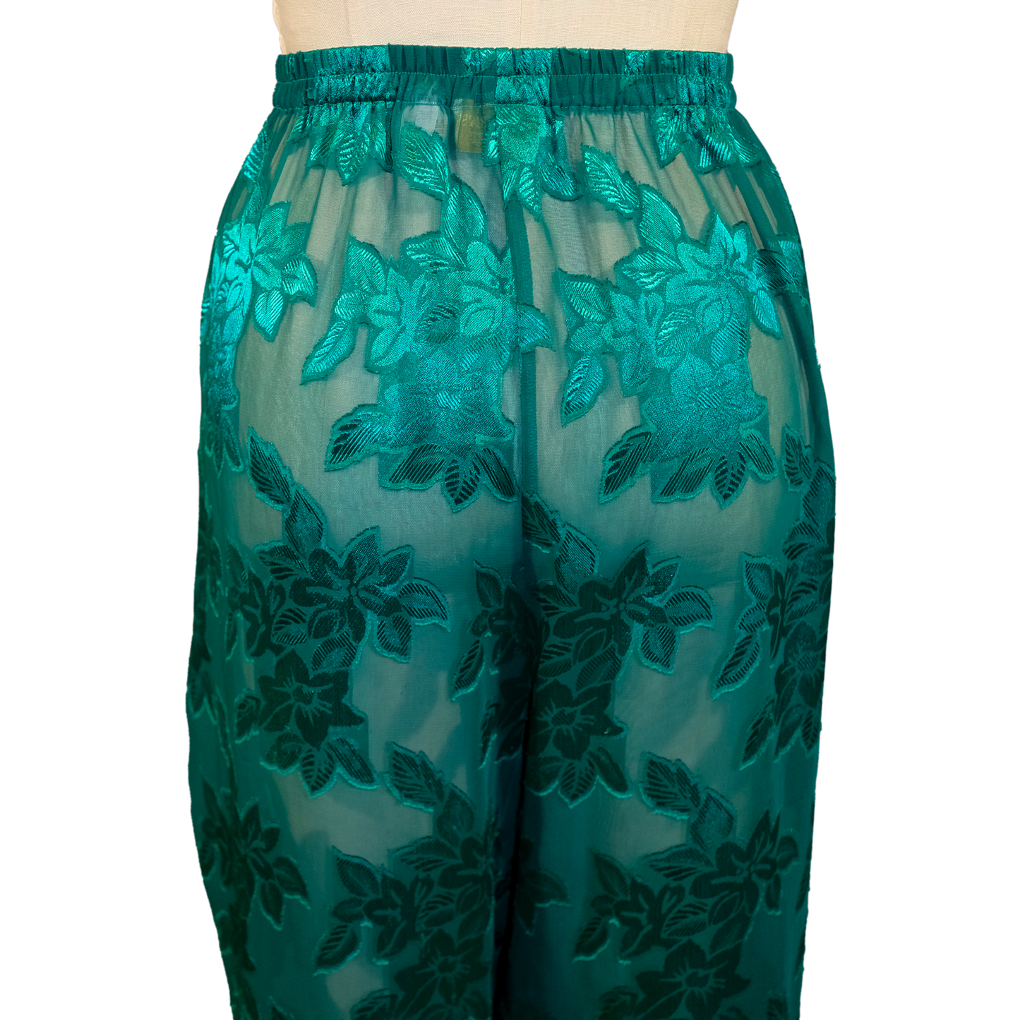 Vintage Victoria's Secret Sheer Green Satin Burnout Pants - Size XL
