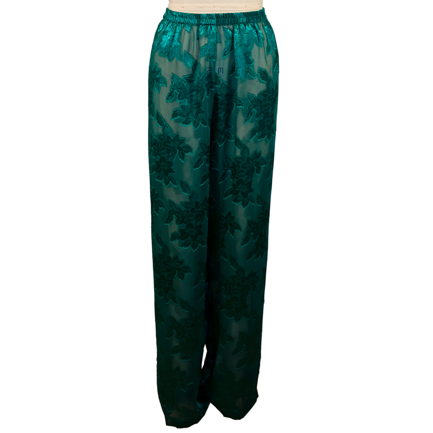 Vintage Victoria's Secret Sheer Green Satin Burnout Pants - Size XL