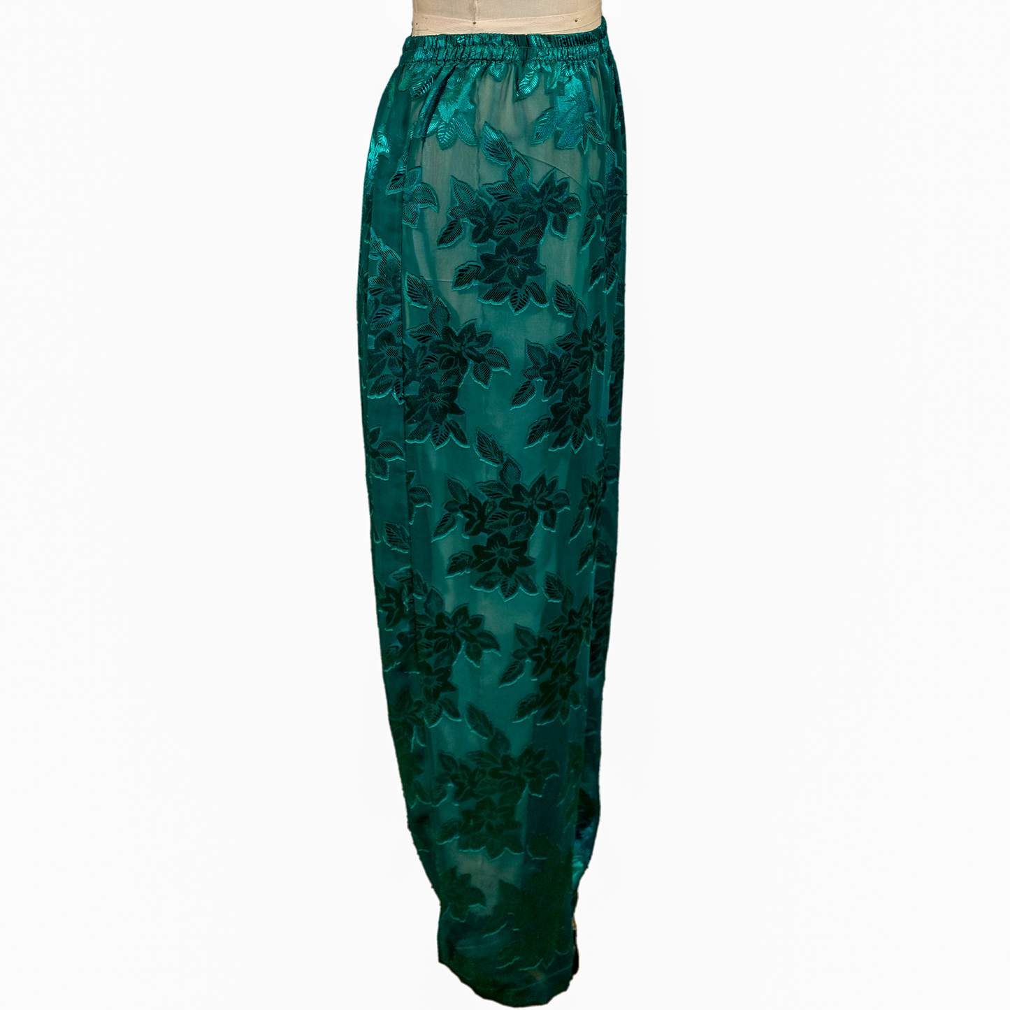 Vintage Victoria's Secret Sheer Green Satin Burnout Pants - Size XL