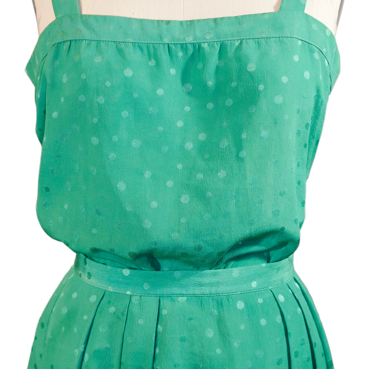 Vintage Doncaster 2 Piece Maxi Dress - Mint Green Dot - Size 8/10