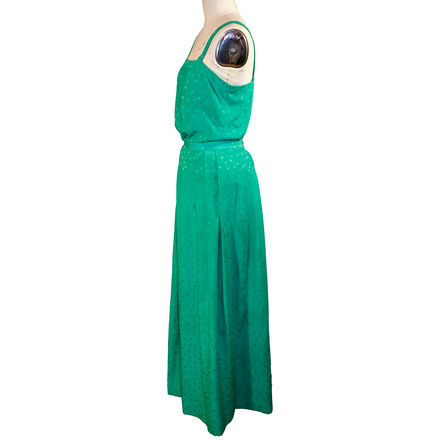 Vintage Doncaster 2 Piece Maxi Dress - Mint Green Dot - Size 8/10