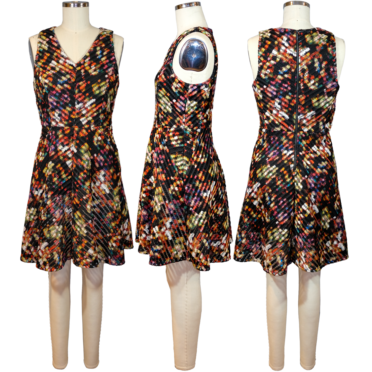Pre-owned Mossimo Rainbow Knit Fit and Flare Dress - Size MD