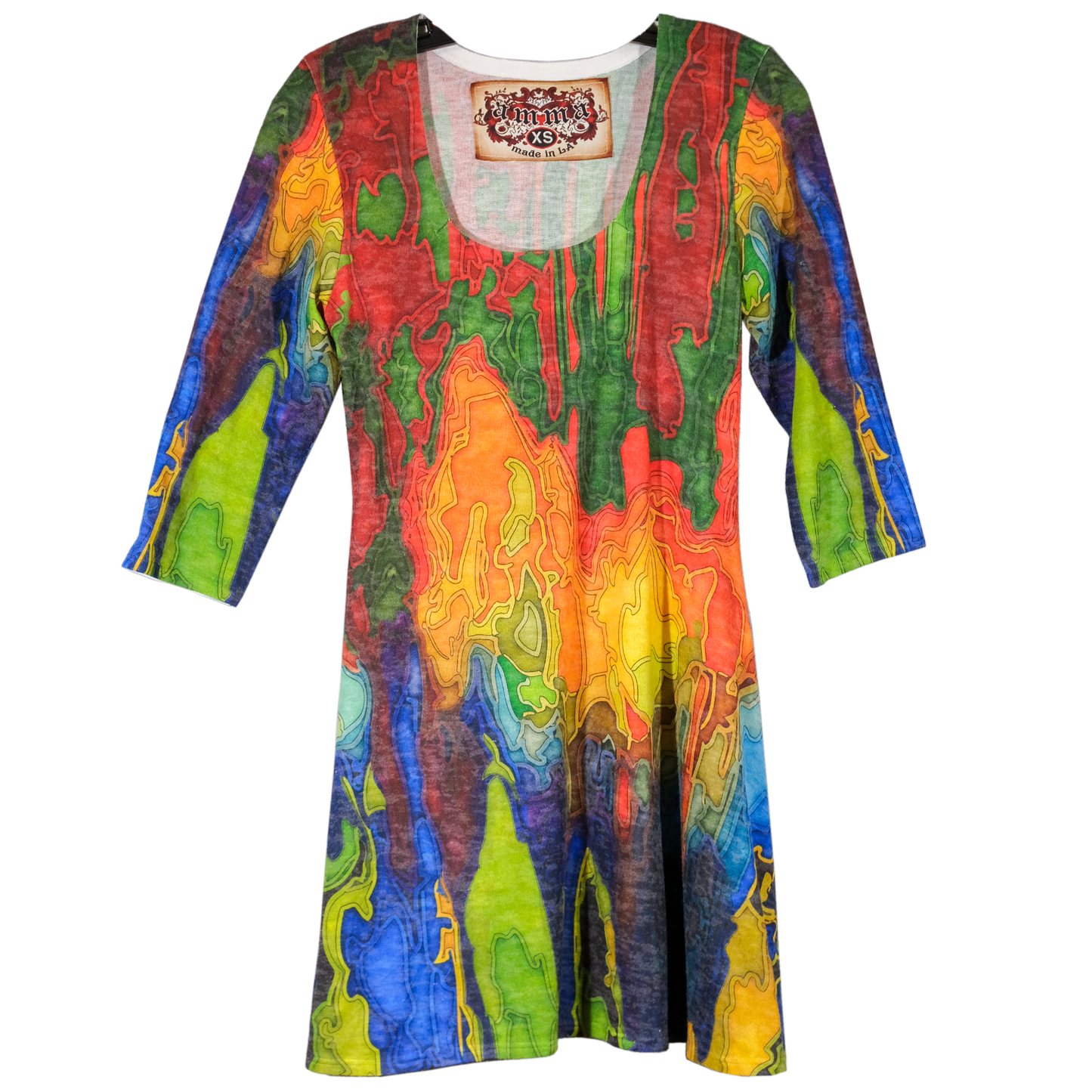 Amma - Made in LA - Rainbow Print Knit Dress - Size XS