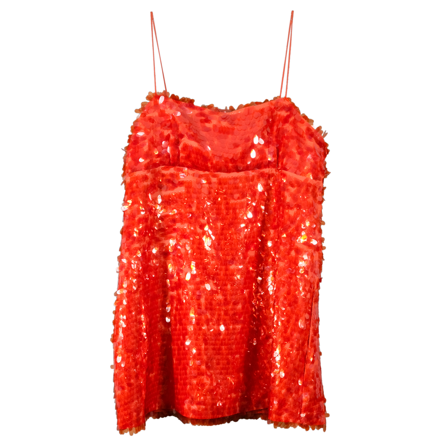 Pre-owned - Zara - Tangerine Sequin A-line Party Dress - Size LG