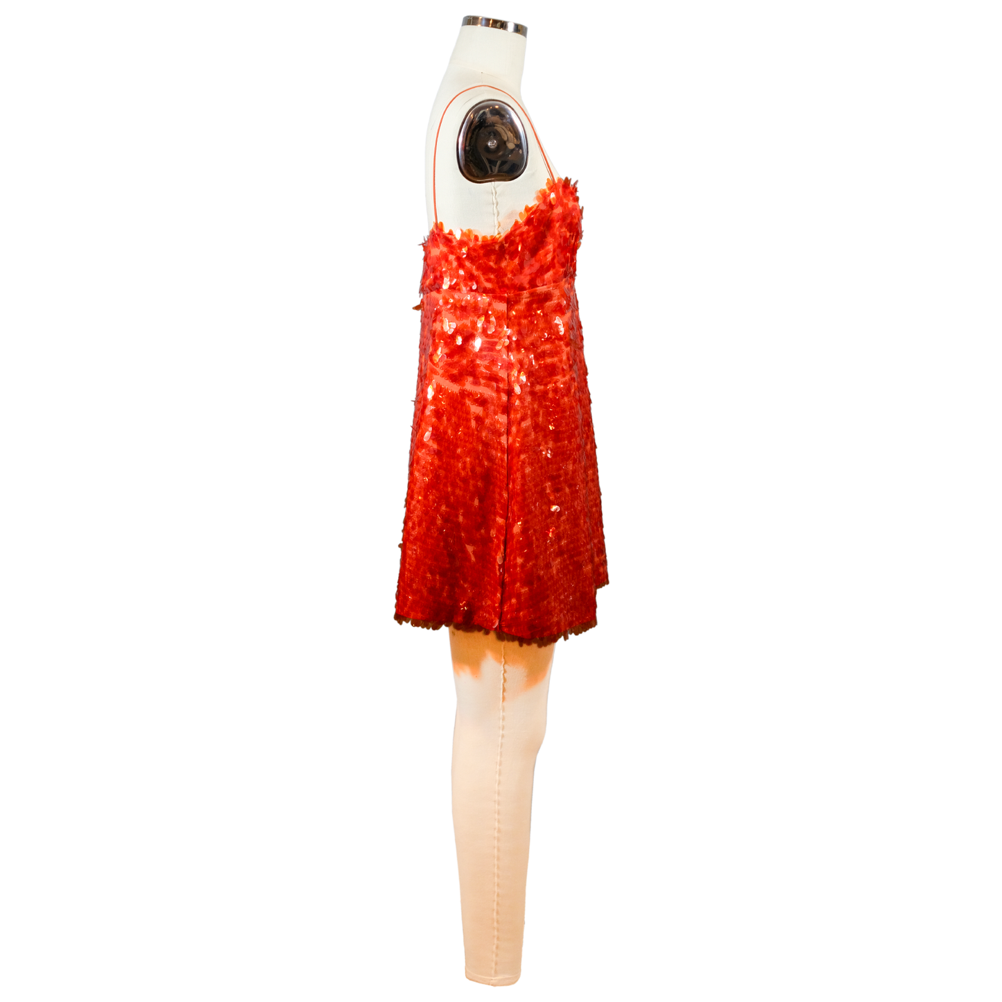 Pre-owned - Zara - Tangerine Sequin A-line Party Dress - Size LG