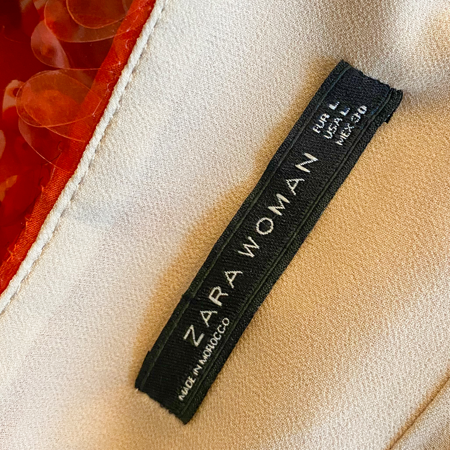 Pre-owned - Zara - Tangerine Sequin A-line Party Dress - Size LG