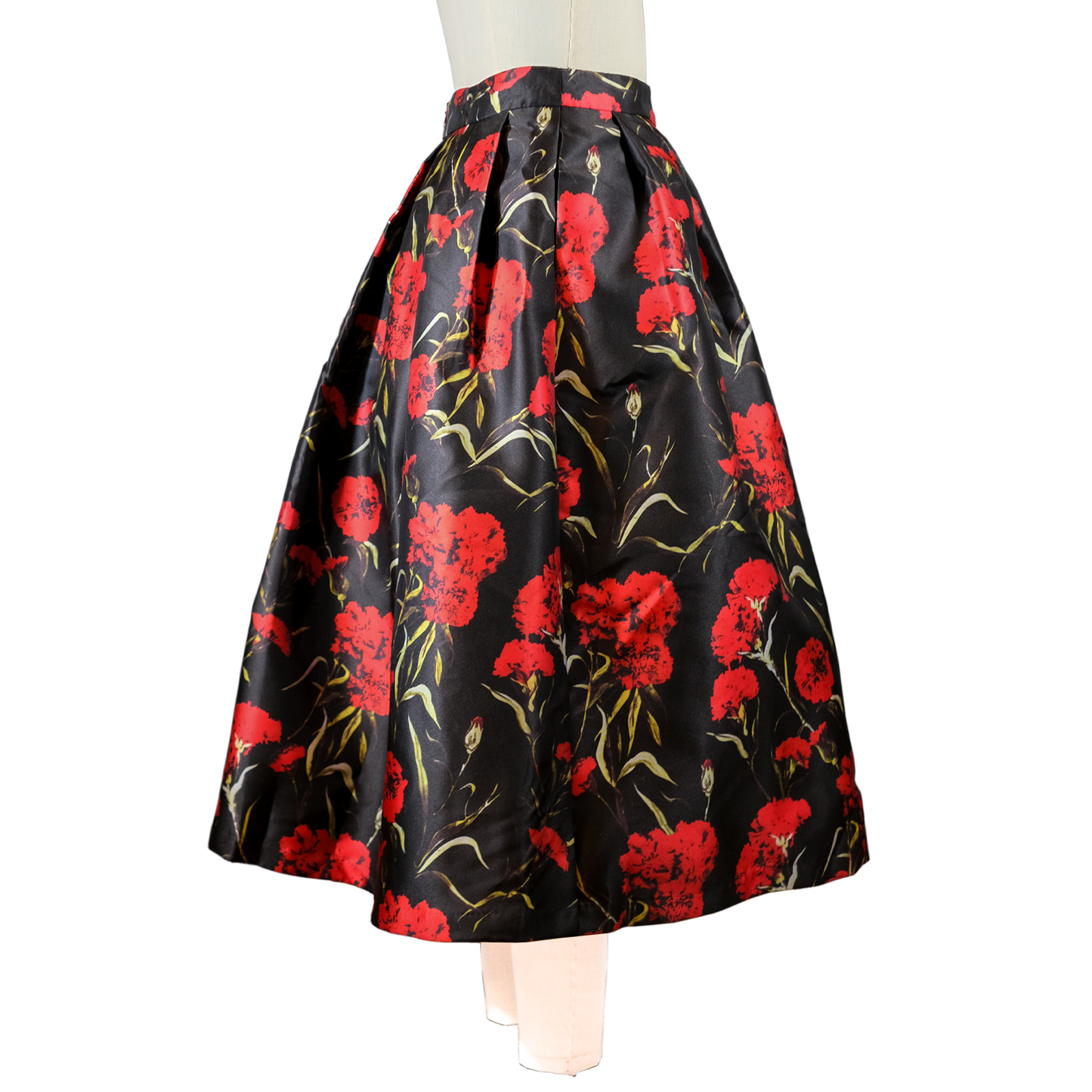 Pre-owned Ark & Co. Rose Print Satin Evening Skirt - Size LG