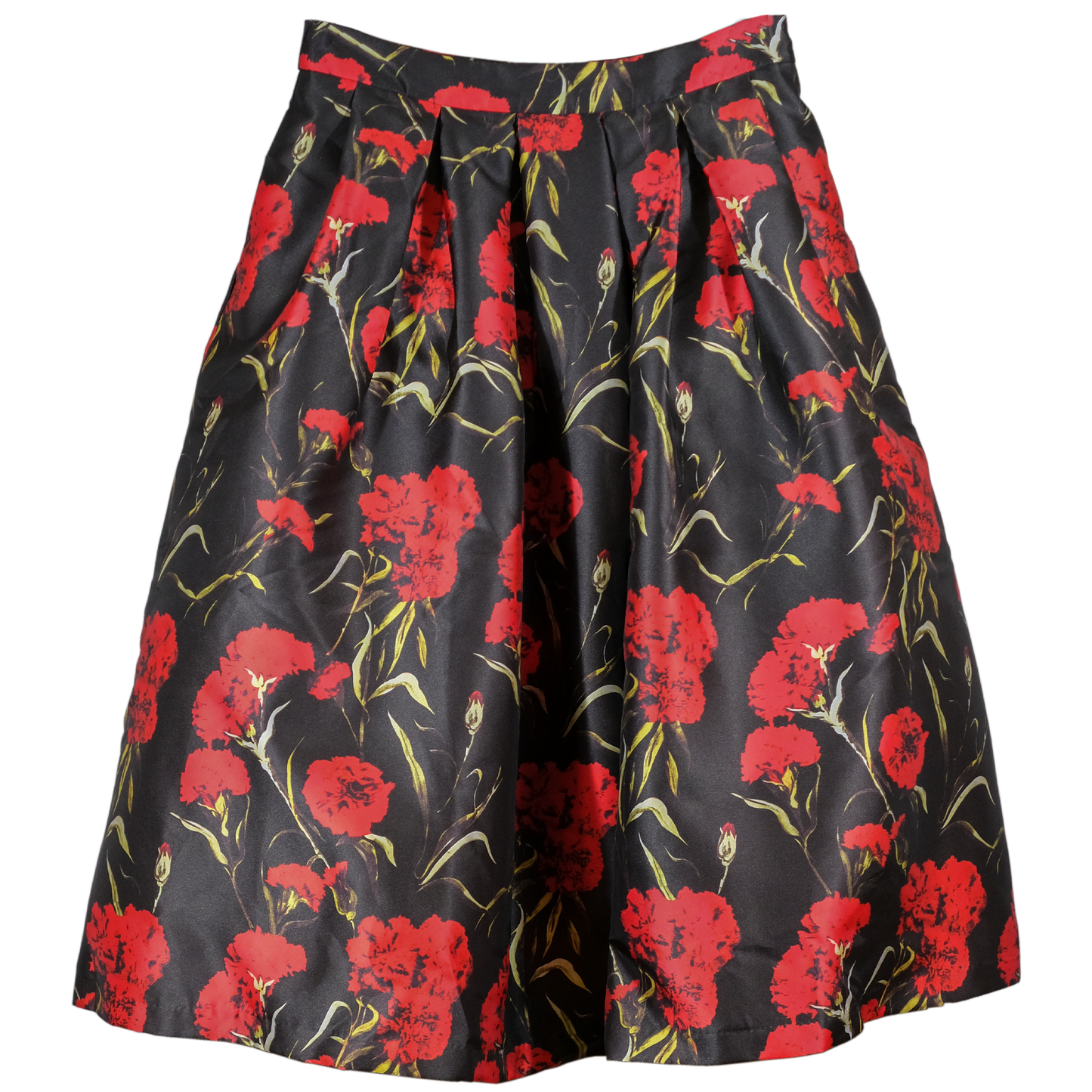 Pre-owned Ark & Co. Rose Print Satin Evening Skirt - Size LG