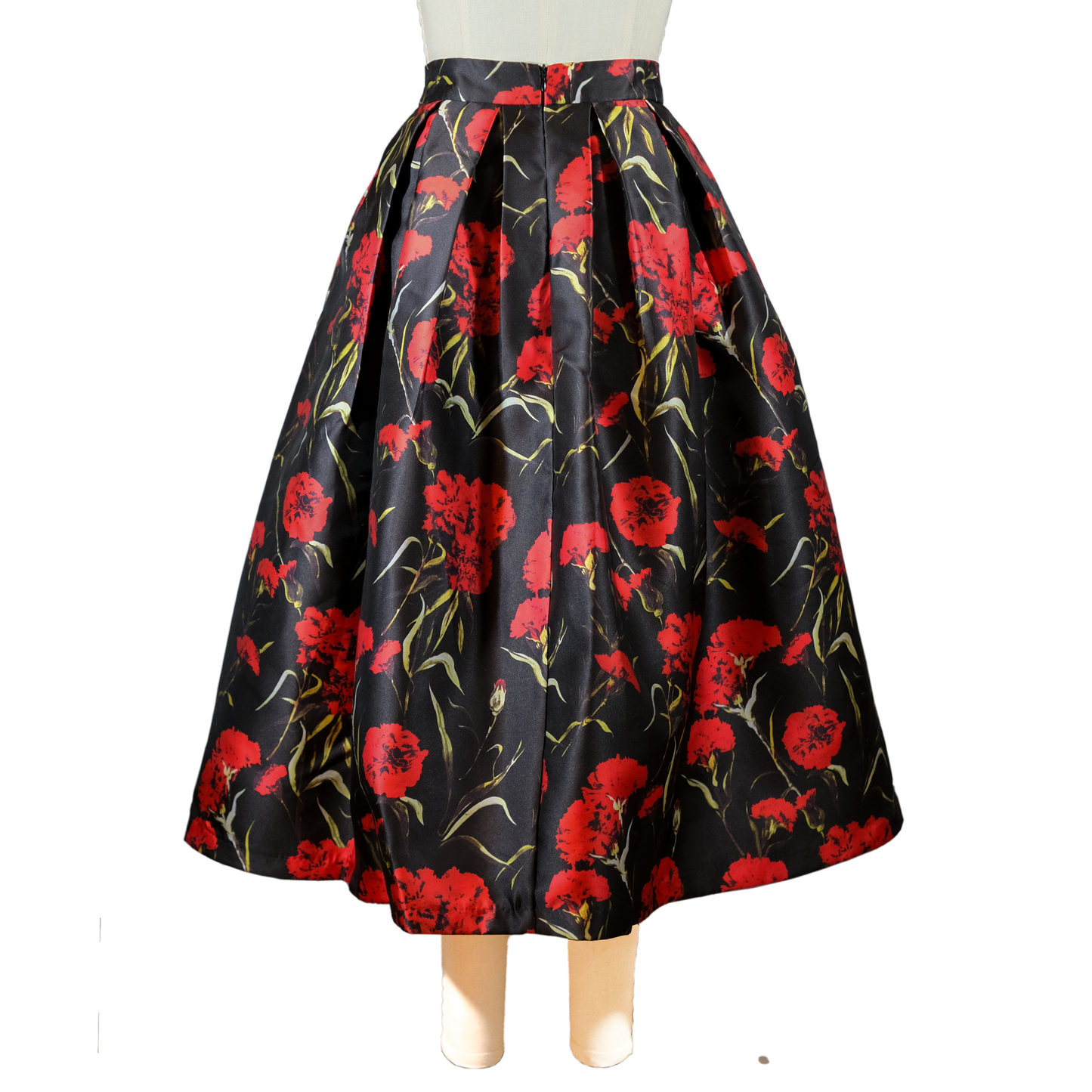 Pre-owned Ark & Co. Rose Print Satin Evening Skirt - Size LG