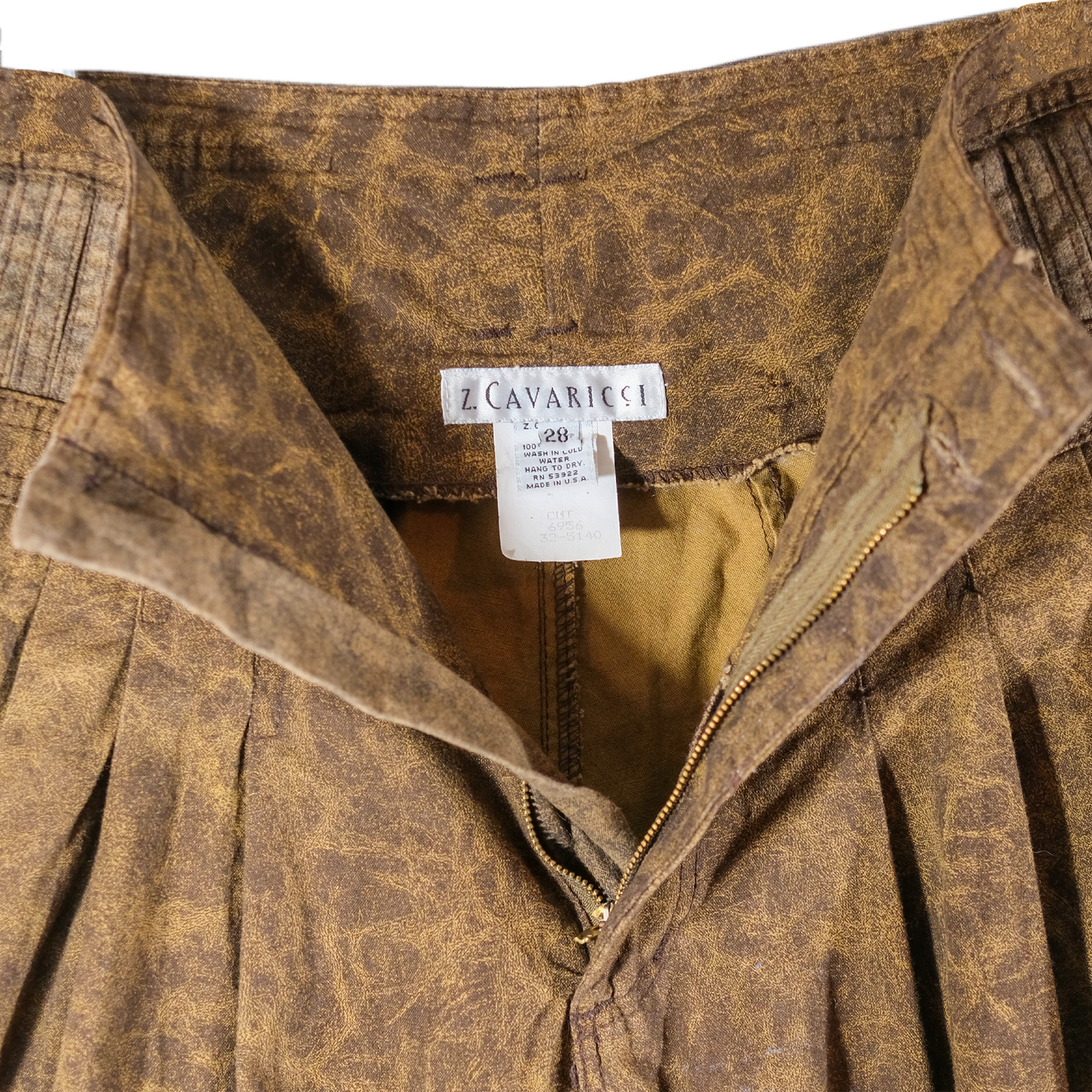 Vintage 80's Z. Cavaricci Acid Washed Brown Parachute Pants - Size 28 - SM