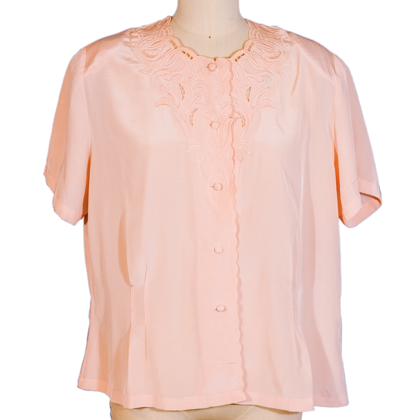 Vintage Pink Mikado Blouse - Size 14
