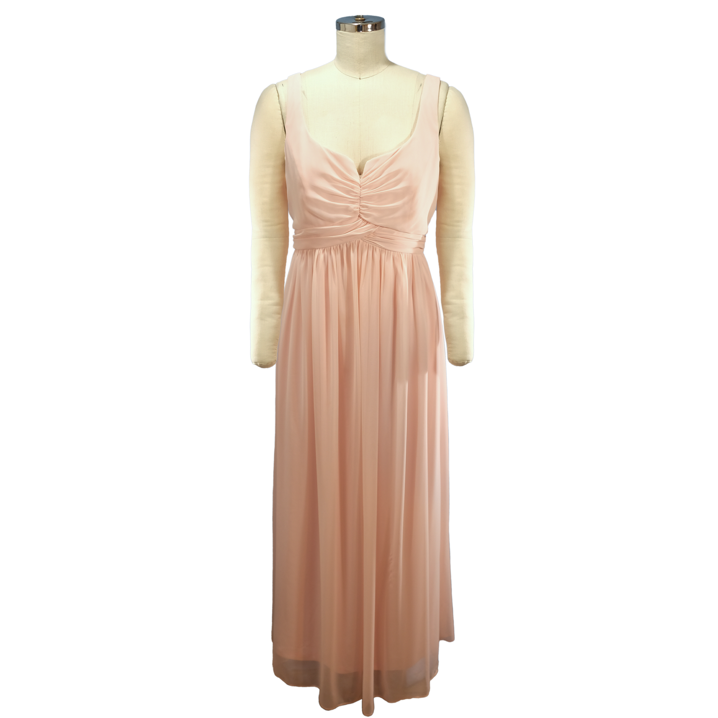 Dessy Collection Blush Pink Chiffon Gown - Size 14 - Pre-Owned