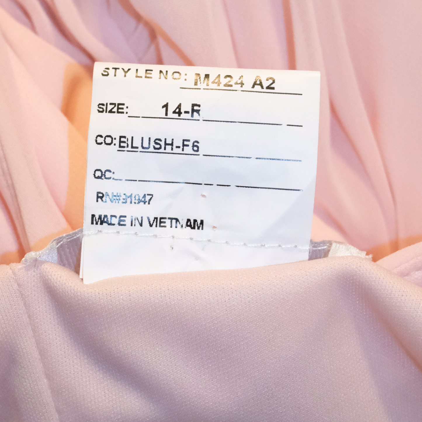 Dessy Collection Blush Pink Chiffon Gown - Size 14 - Pre-Owned