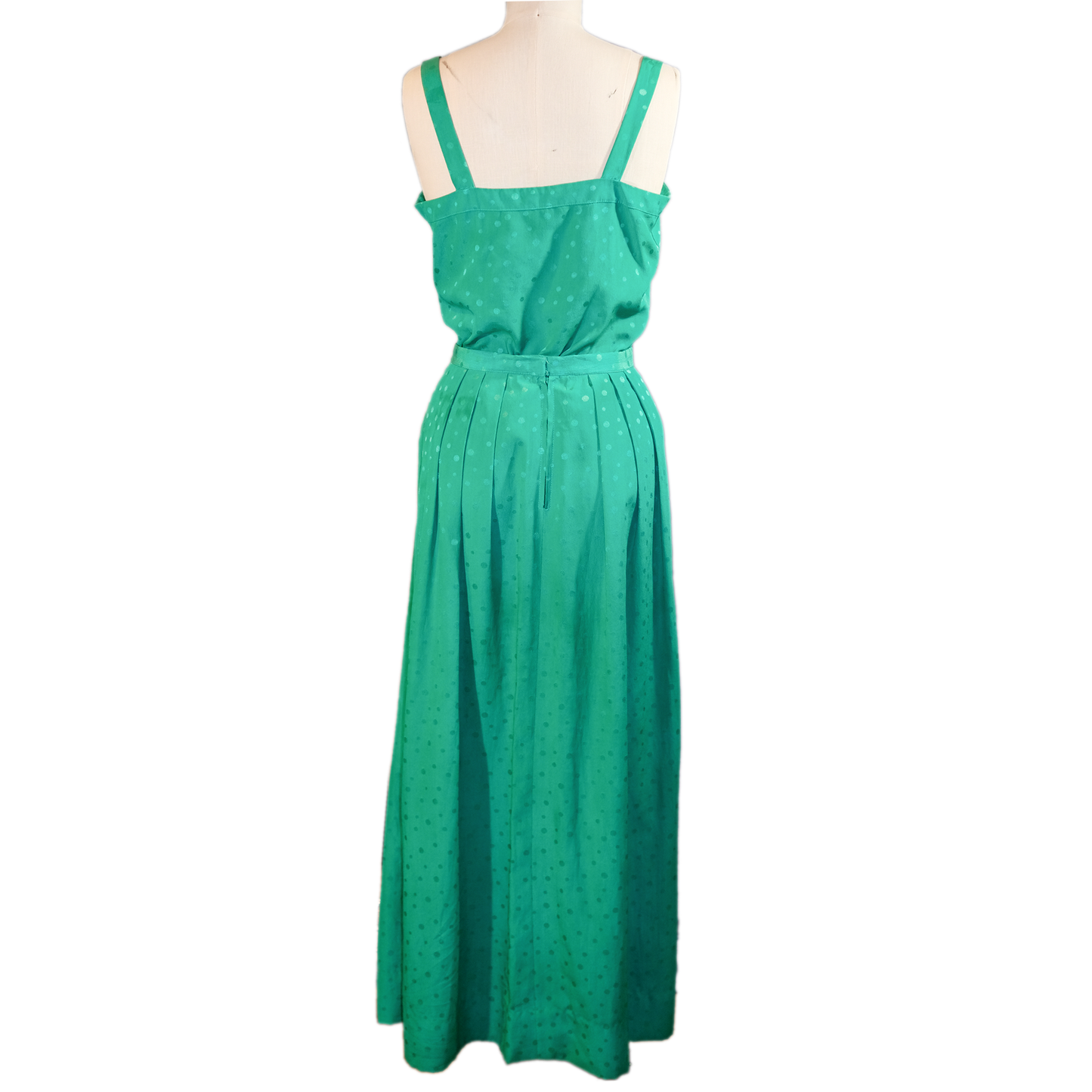 Vintage Doncaster 2 Piece Maxi Dress - Mint Green Dot - Size 8/10