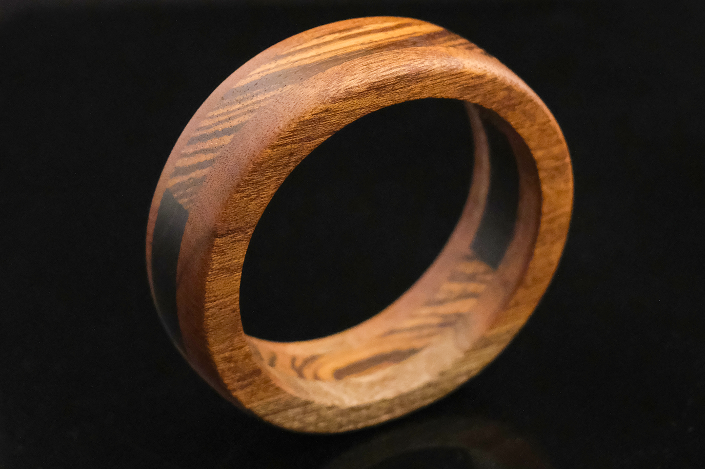 Lucky You - Walnut, Zebra and Ebony Segmented by Bangle by Nicholas Howlett