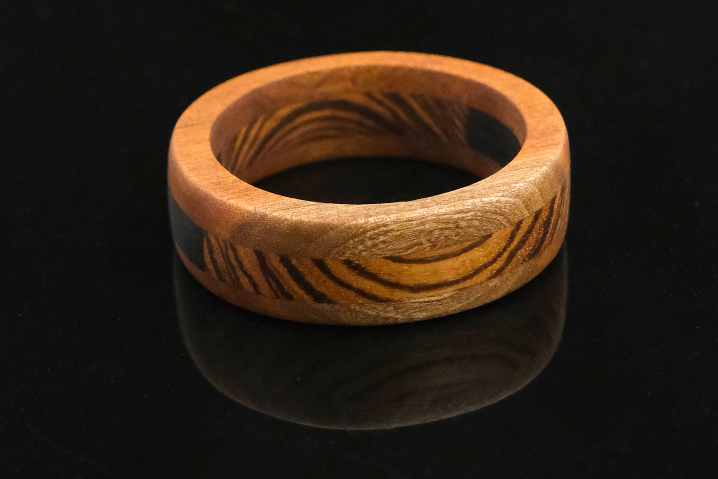 Lucky You - Walnut, Zebra and Ebony Segmented by Bangle by Nicholas Howlett