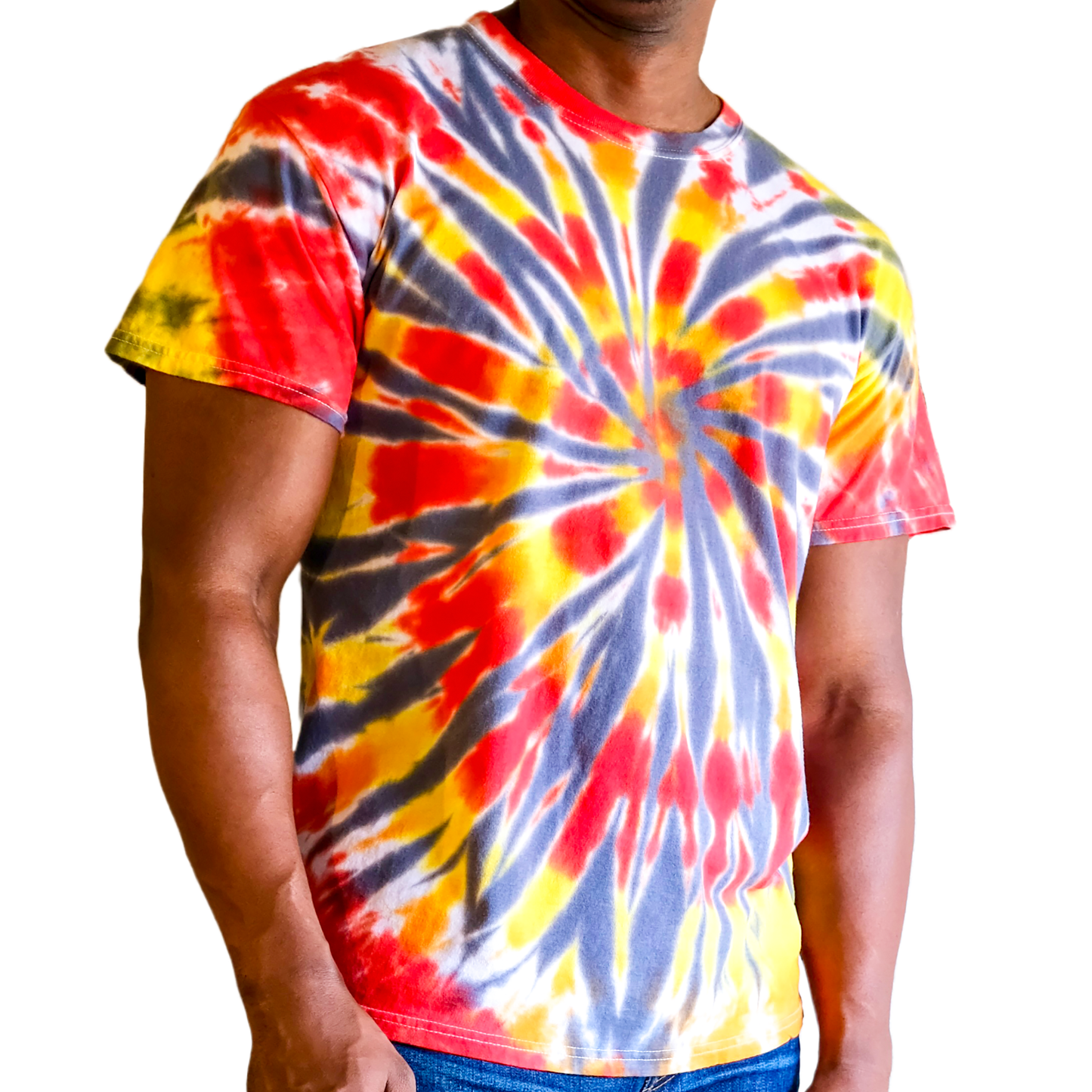 Spiral Tie Dye T-shirt - Red/Yellow - LG - by Cross Dude Tie Die