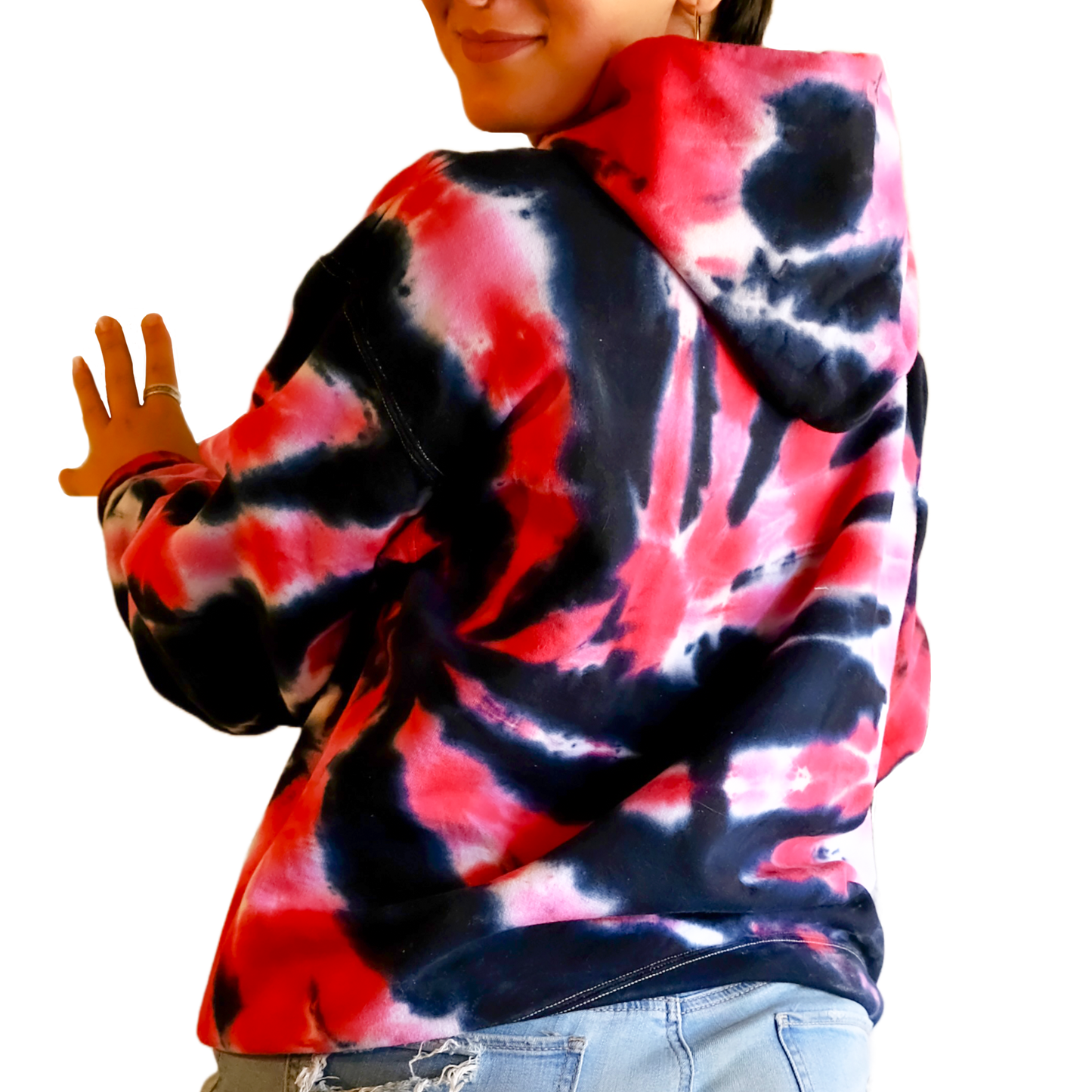 Side Spiral Tie-Dye Hoodie - Red - MD - by Cross Dude Tie Die