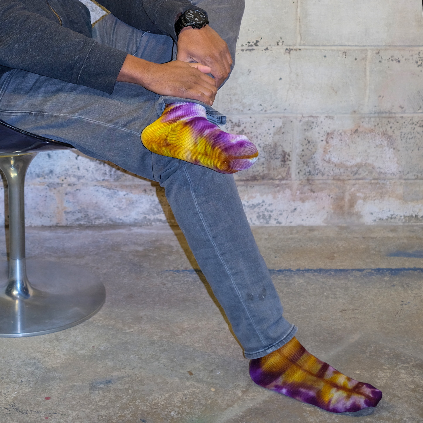 Amethyst and Citrine Nebula Tie-Dye Socks - by Cross Dude Tie Die