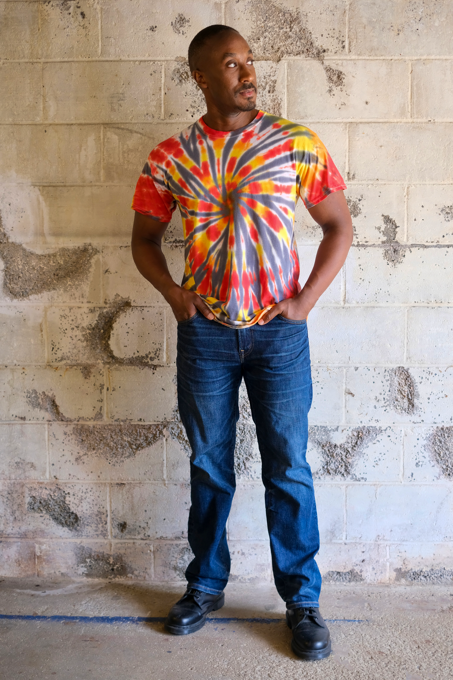 Spiral Tie Dye T-shirt - Red/Yellow - LG - by Cross Dude Tie Die