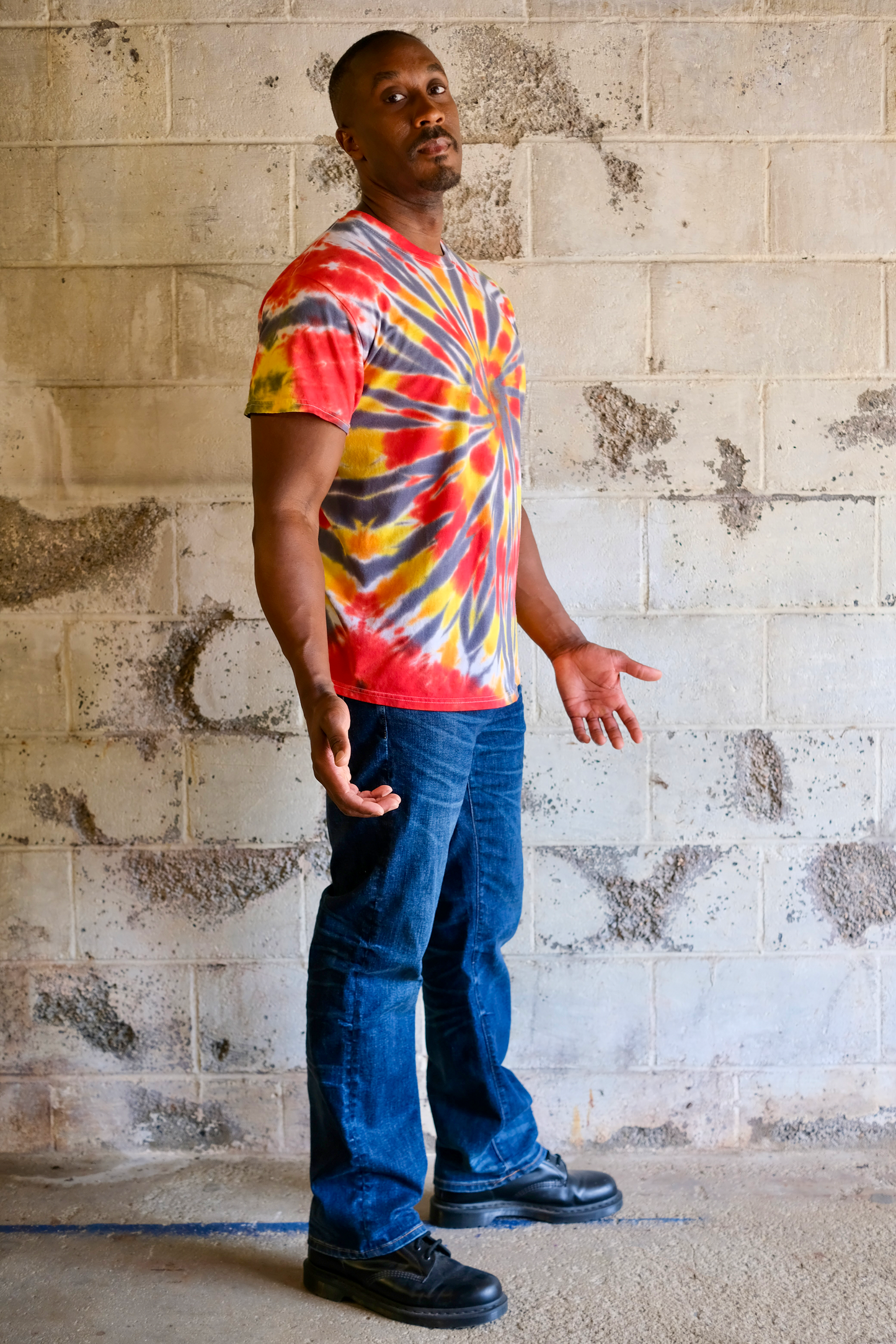 Spiral Tie Dye T-shirt - Red/Yellow - LG - by Cross Dude Tie Die
