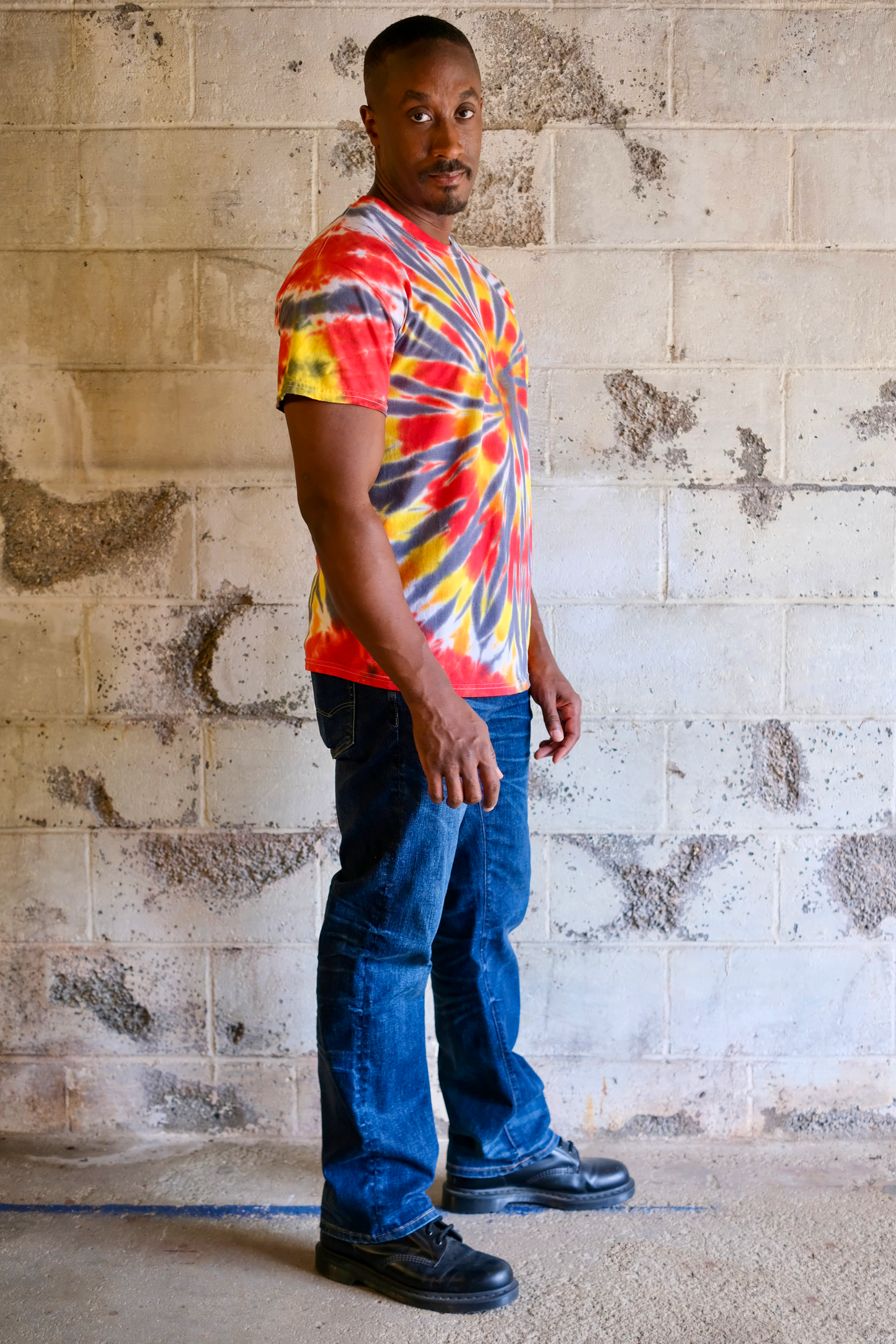 Spiral Tie Dye T-shirt - Red/Yellow - LG - by Cross Dude Tie Die