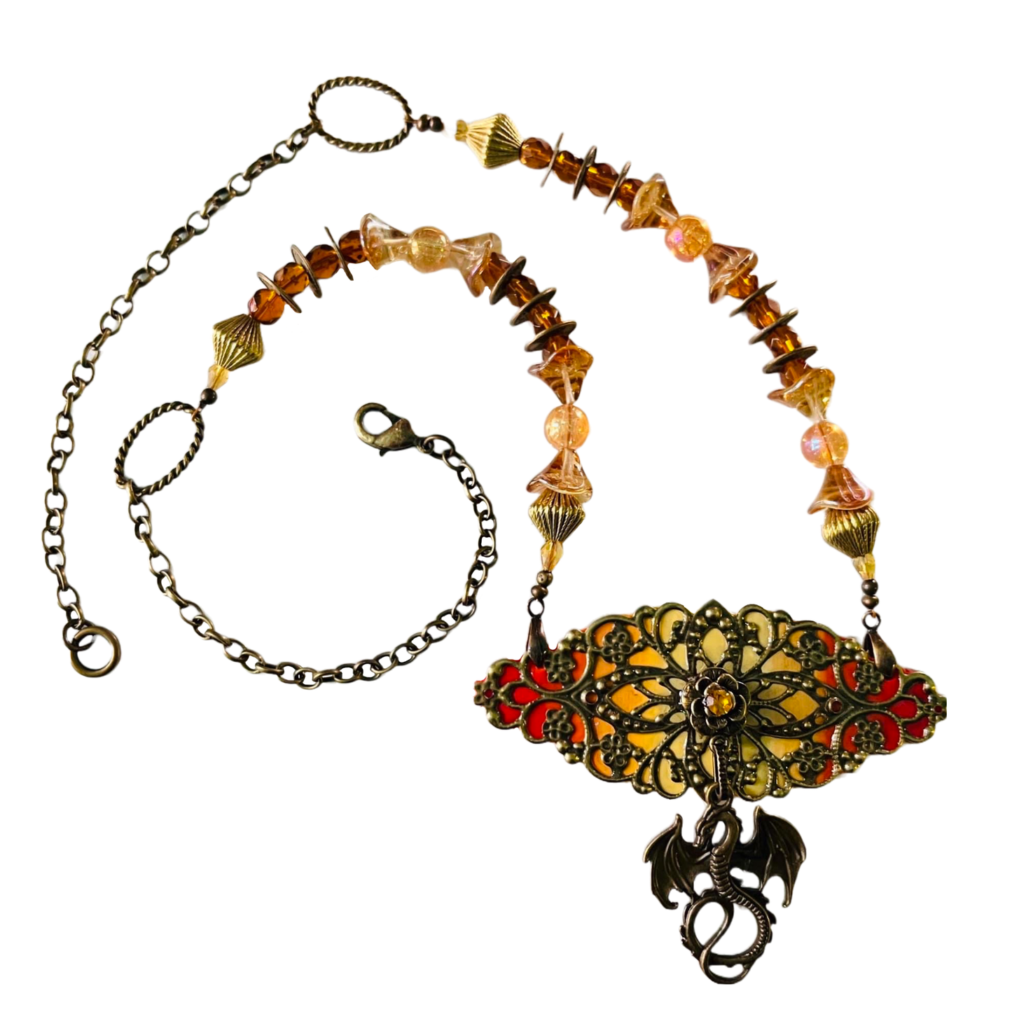 Fiery Filigree Dragon Necklace - by Teresea Pandora Salgado
