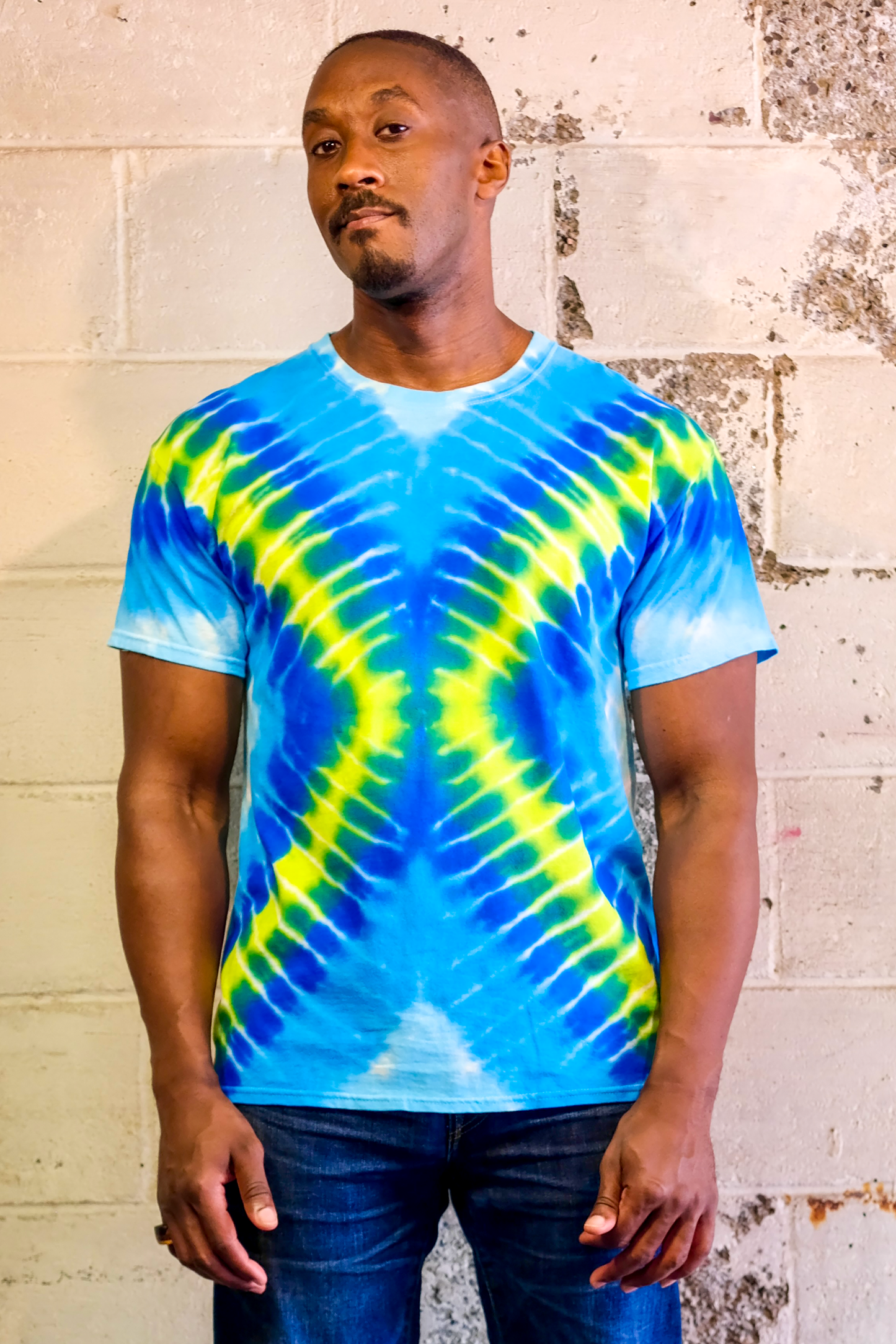Tie Dye X T-shirt - Blue/Green - LG - by Cross Dude Tie Die