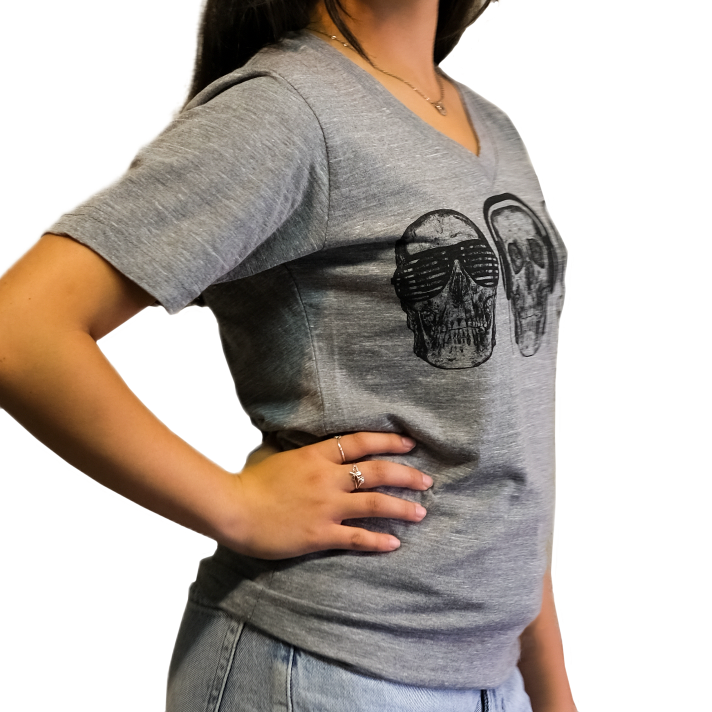 Monkey See Monkey Do - V-Neck T-Shirt - Gray by Devils May Care
