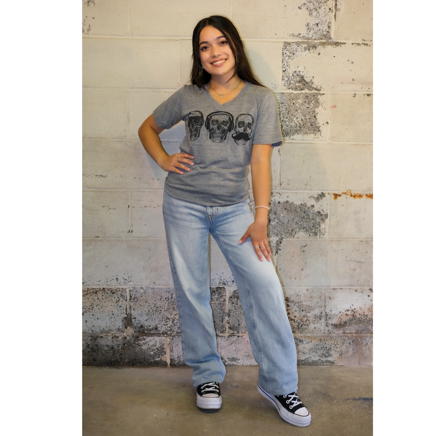 Monkey See Monkey Do - V-Neck T-Shirt - Gray by Devils May Care