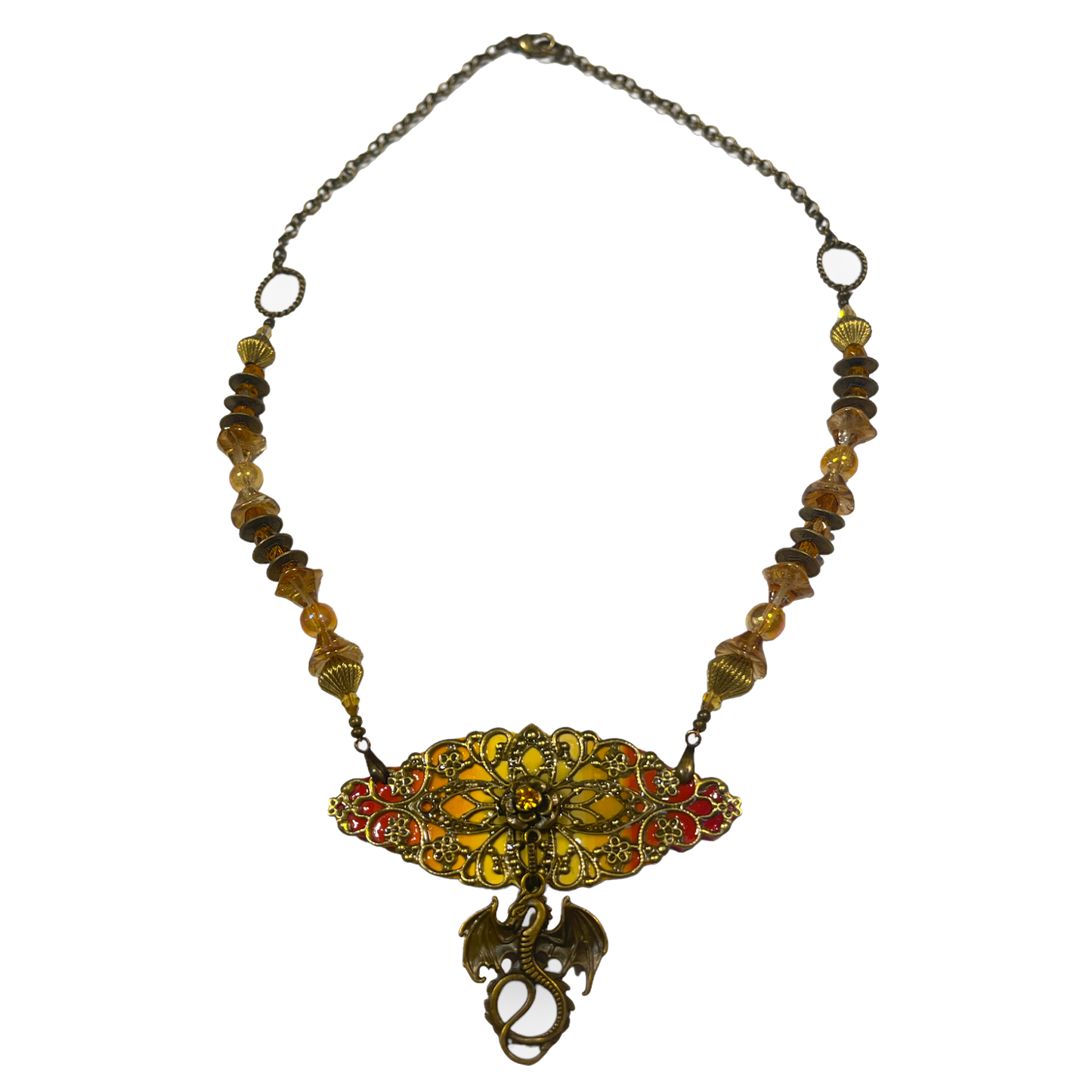 Fiery Filigree Dragon Necklace - by Teresea Pandora Salgado