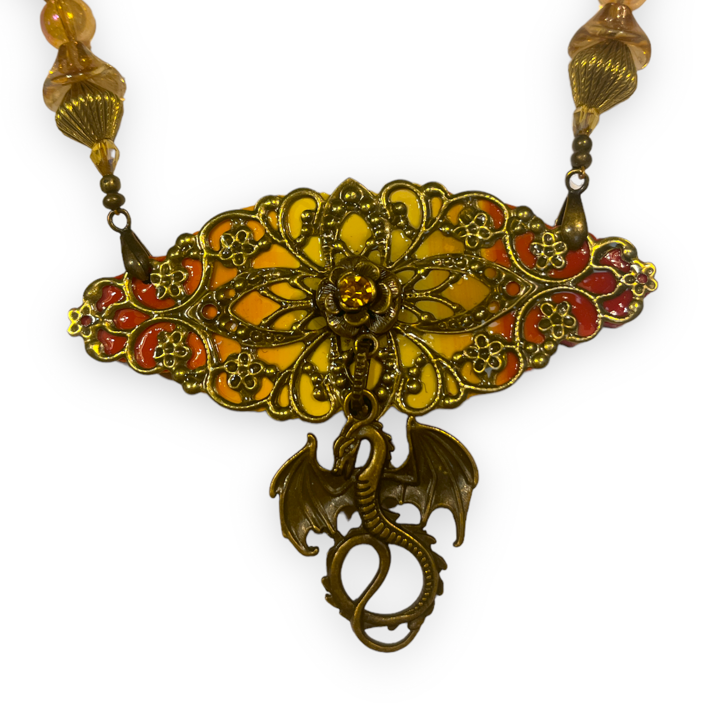 Fiery Filigree Dragon Necklace - by Teresea Pandora Salgado