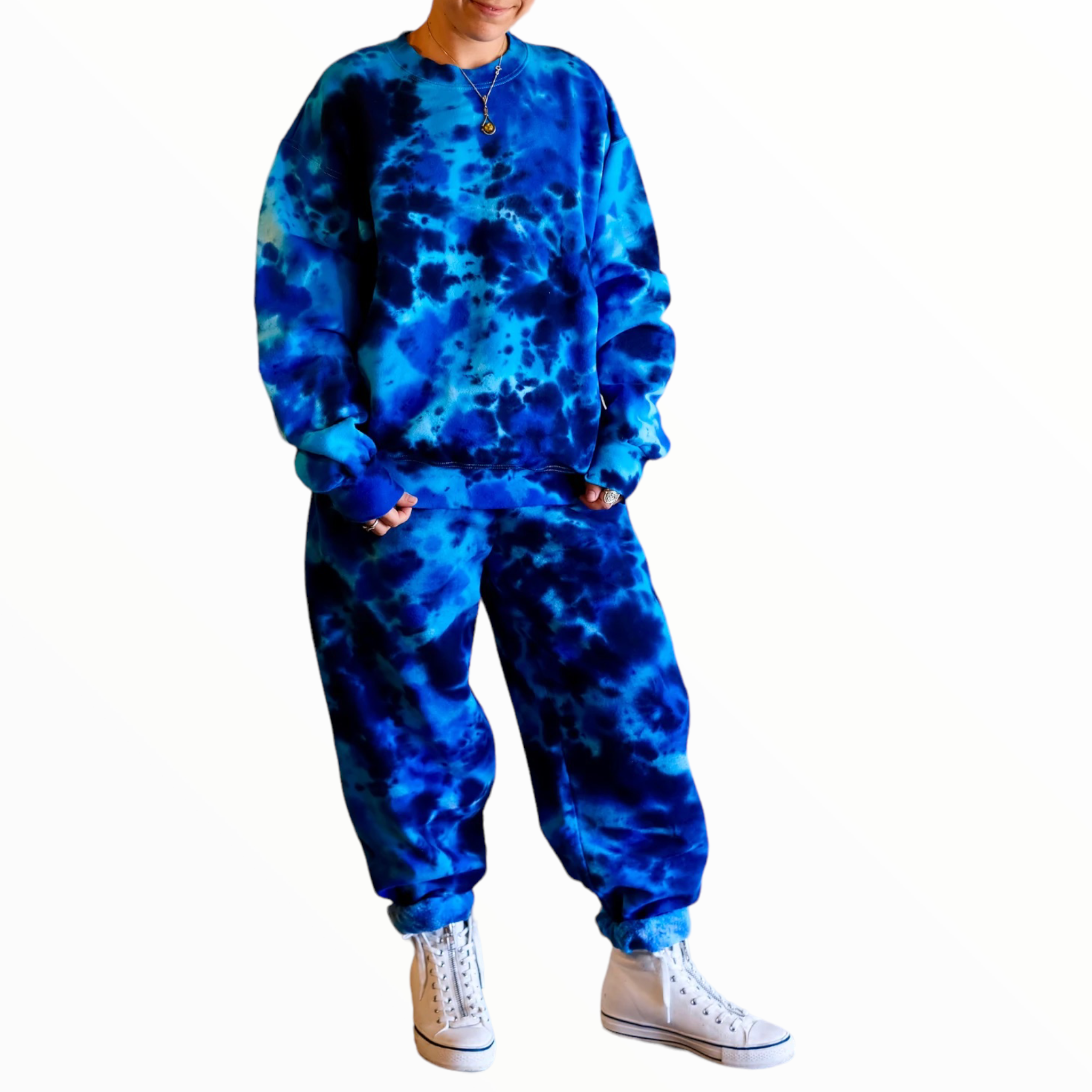 Nebula Tie Dye Sweatsuit Set Blue MD by Cross Dude Tie Die