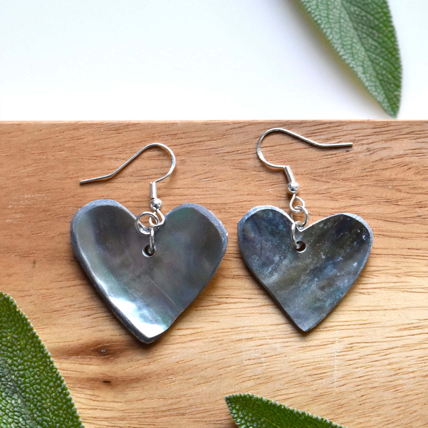 Abalone Heart Earrings by Ockway Bay Wampum