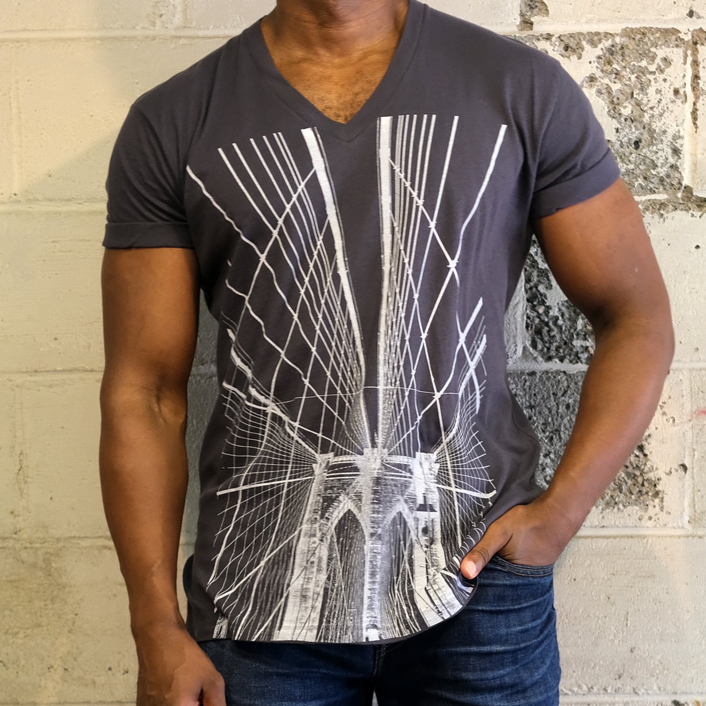 Bridges to Brooklyn V-Neck T-Shirt - Unisex- Made by Devils May Care