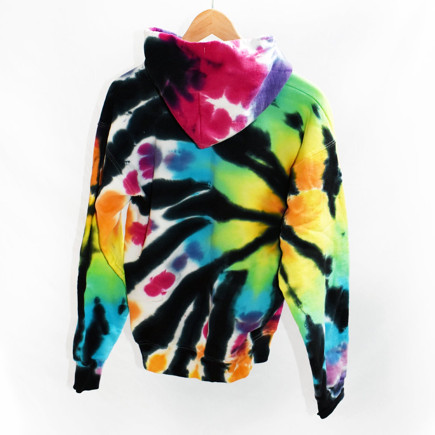 Side Spiral Tie-Dye Hoodie- Rainbow - MD- by Cross Dude Tie Die