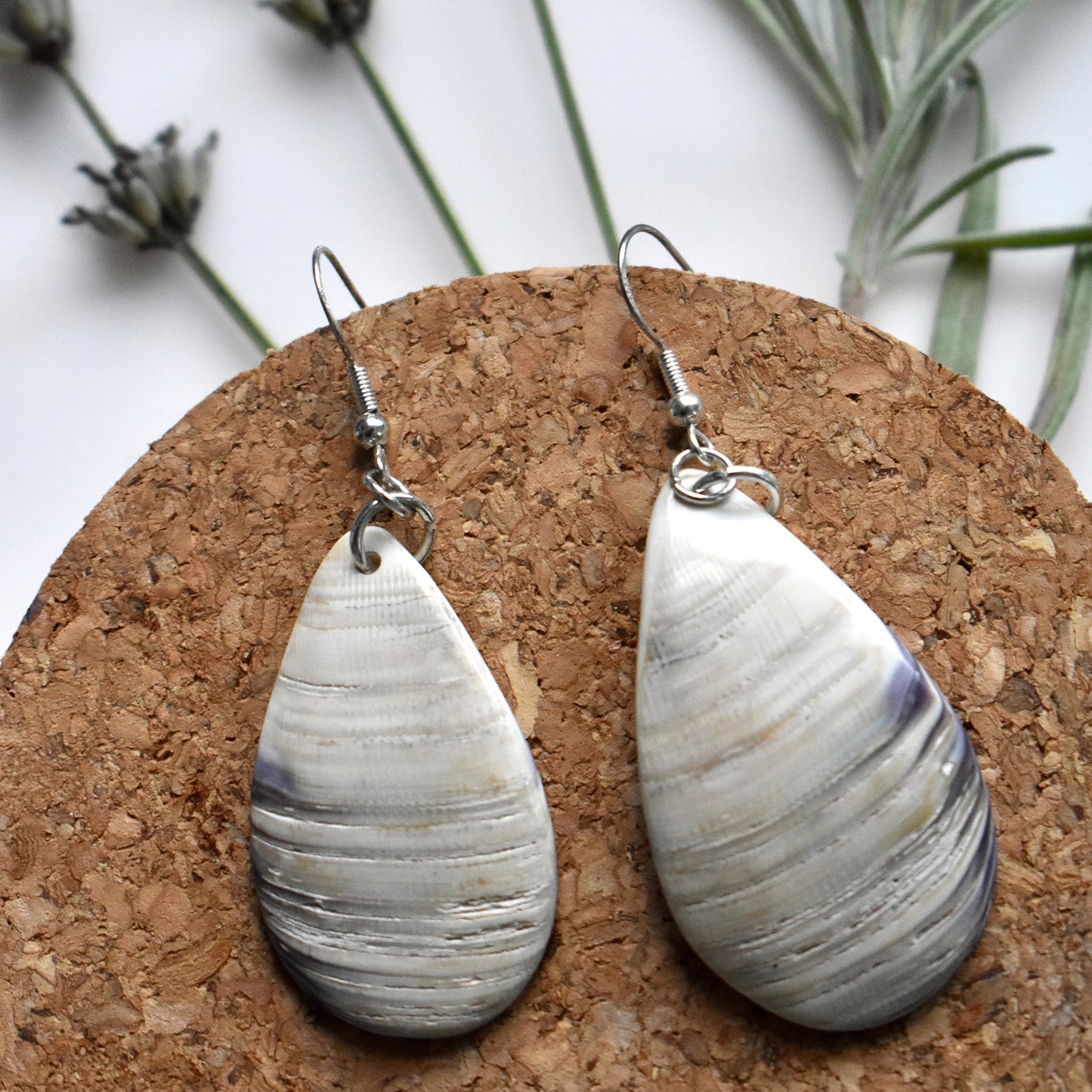 Wampum Tear Drop Earrings by Ockway Bay Wampum